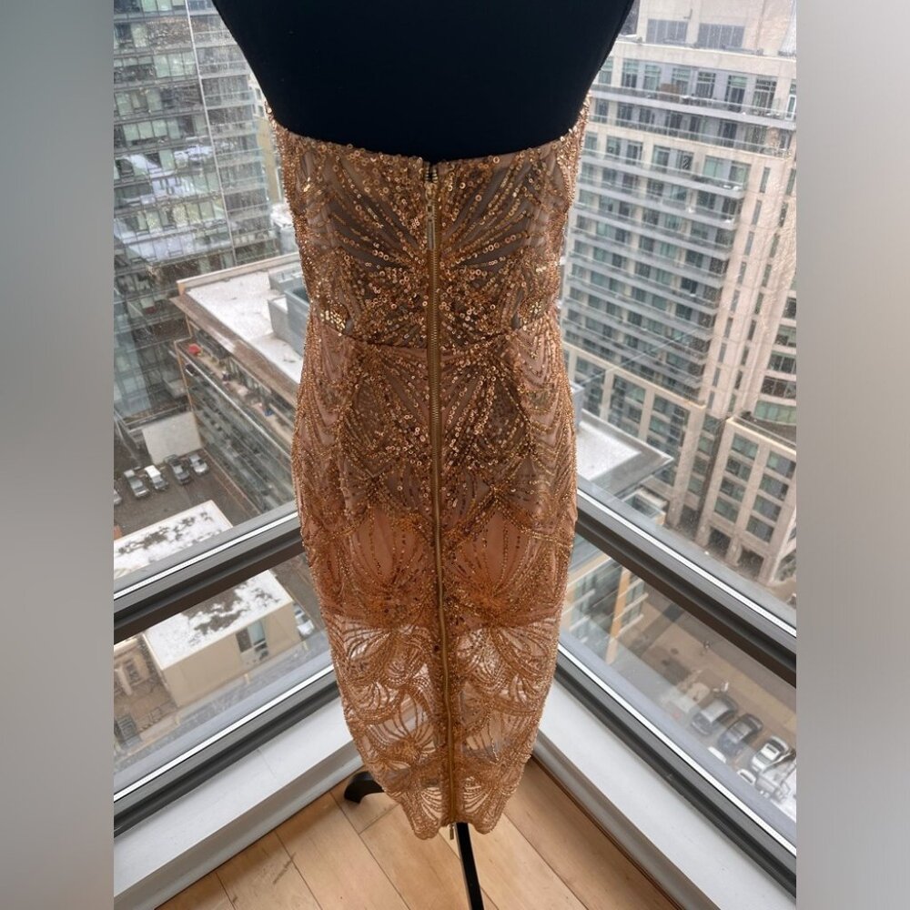 🆕 BRONX & BANCO 🧿 NWOT Giselle Midi Dress, Gold - Size L - Picture 6 of 16